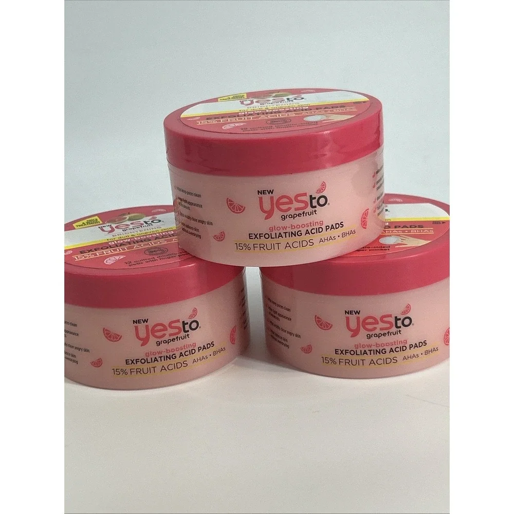 Lot Of 3 Yes To Grapefruit Glow-Boosting Exfoliating Acid Pads - 12 Ct In Each